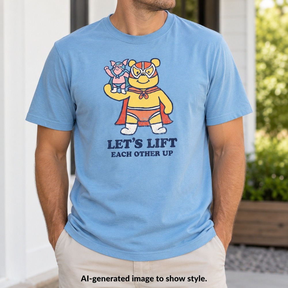 Life is Good Disney Winnie the Pooh Piglet Mens L Crusher Tee Luchador Shirt